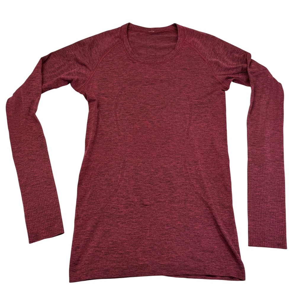 Lululemon Swiftly Tech Long Sleeve 2.0 Shirt Burgundy Red Heathered Thumbholes